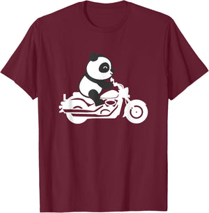 Panda Motorcycle Biker Panda Bear Motorcycle Bicycle Motorsport T-Shirt - T-Shirt | Maroon