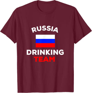 Russia Drinking Team Russian Flag Country Beer Funny Party T-Shirt - T-Shirt | Maroon