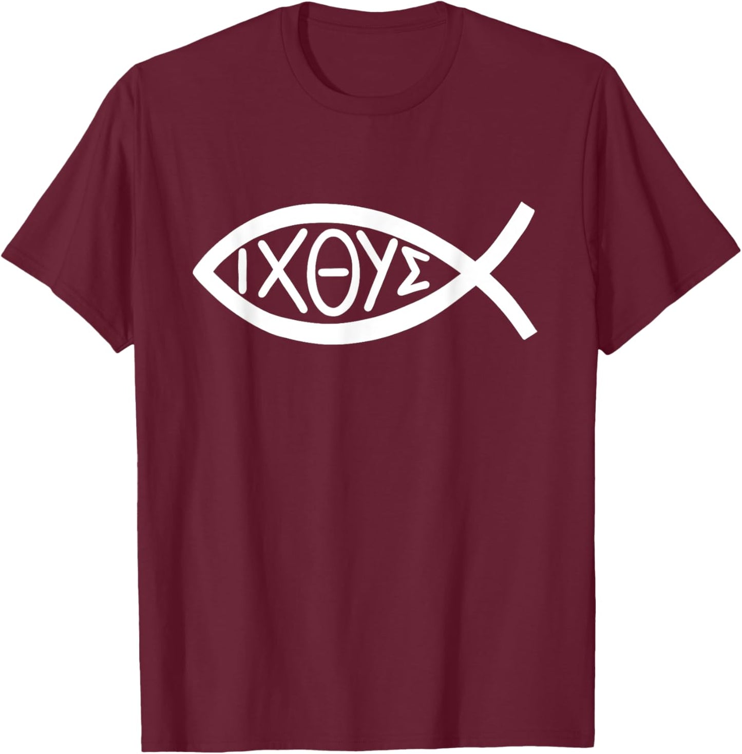 Jesus Fish T-Shirt - T-Shirt | Maroon