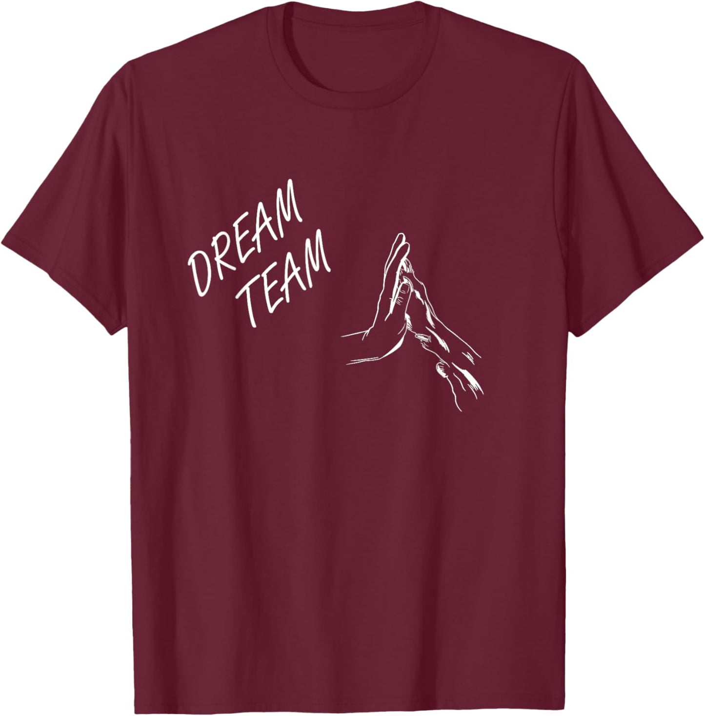 Dog Dream Team dog motif hand and paw hold together Men Women Girls Kids T-Shirt - T-Shirt | Maroon