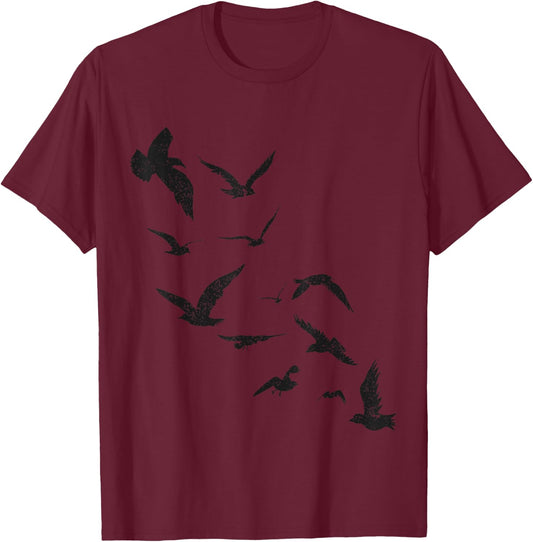 Majestic Flying Birds Of The Sky T-Shirt - T-Shirt | Maroon