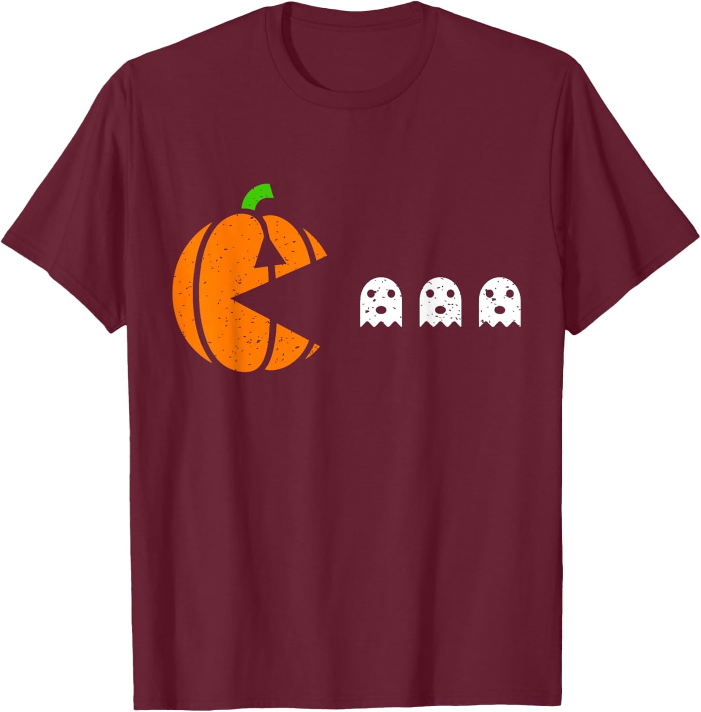 Halloween Gamer Pumpkin Eating Ghost Costume Men Boys Kids T-Shirt - T-Shirt | Maroon