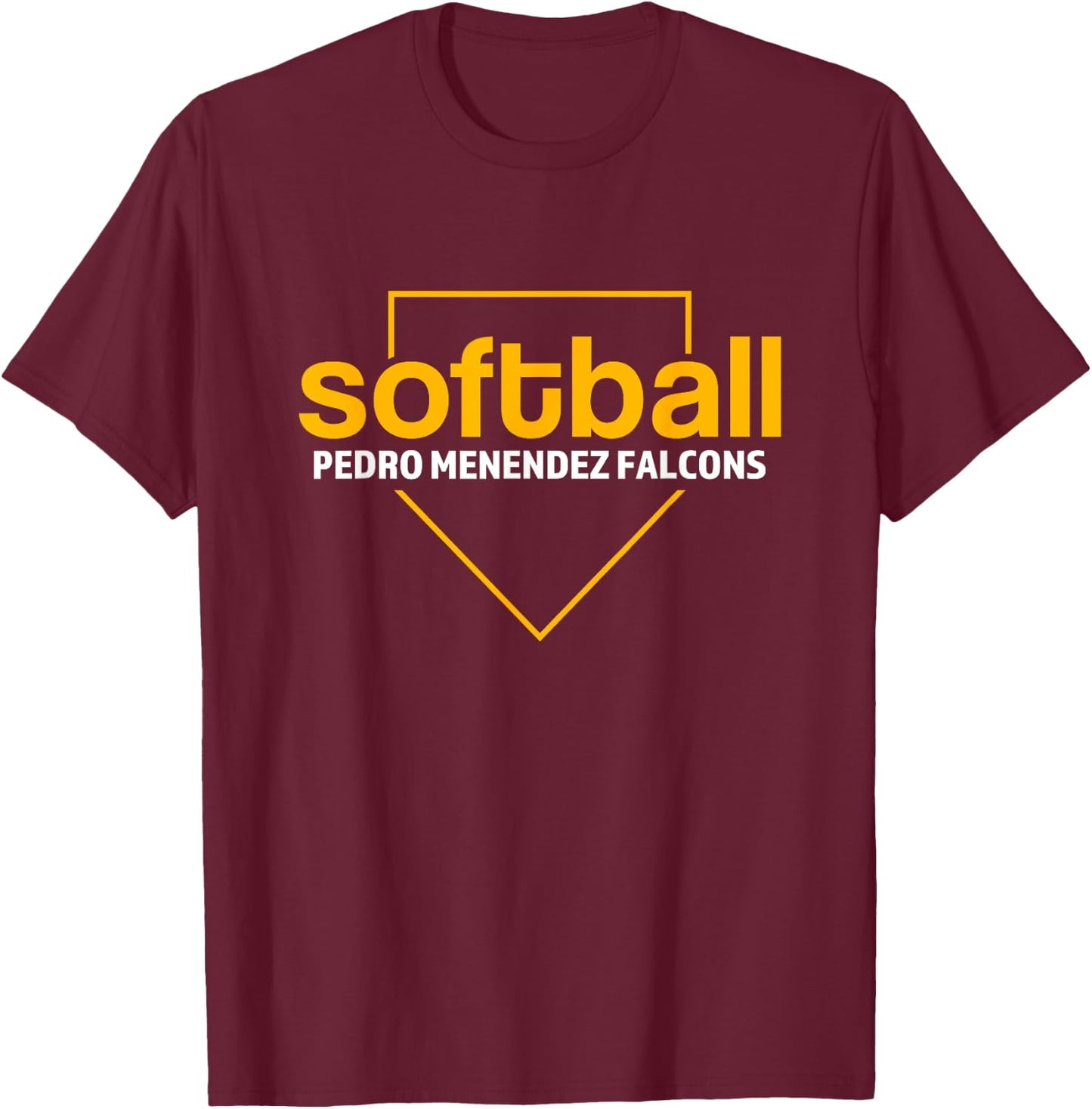 Pedro Menendez Falcons Softball Home Plate T-Shirt - T-Shirt | Maroon