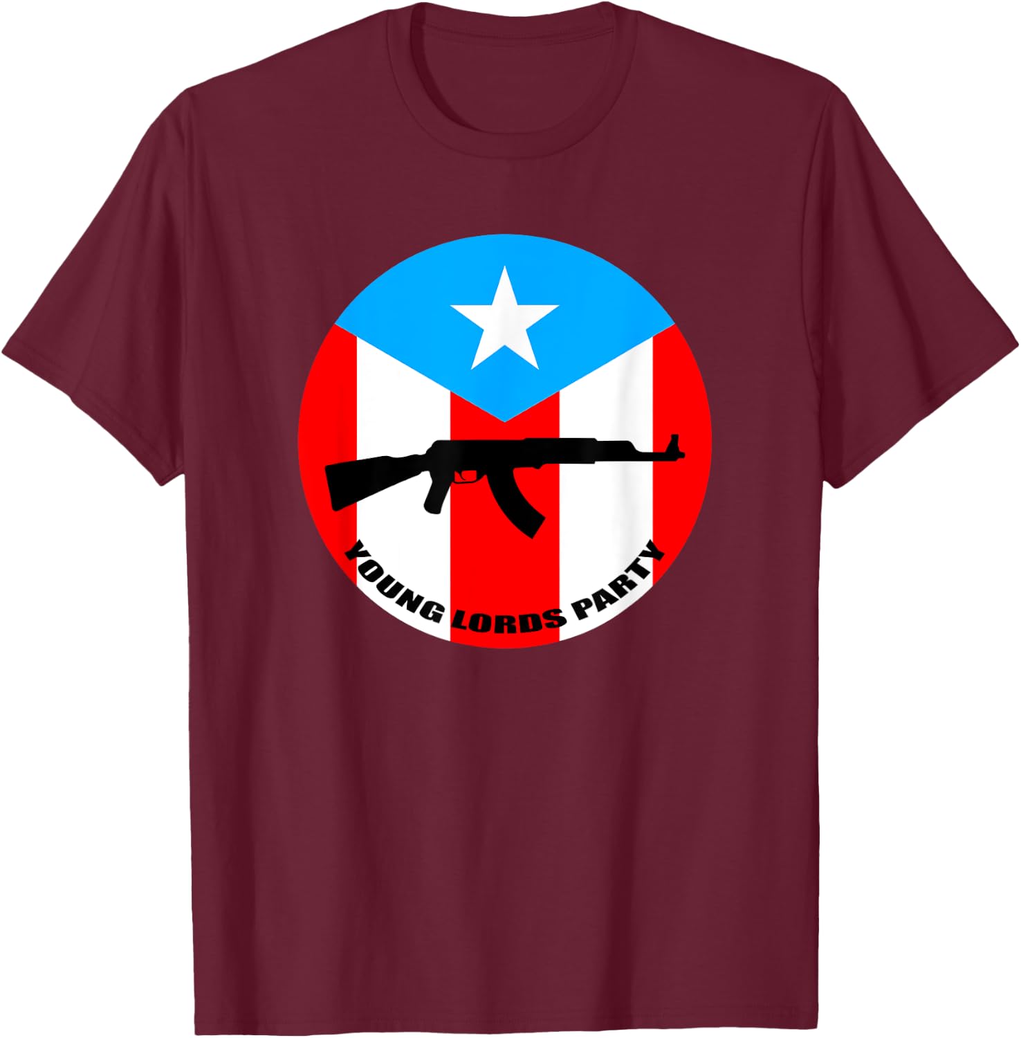 Young Lords Shirt Puerto Rican Flag Logo Gift T-Shirt - T-Shirt | Maroon