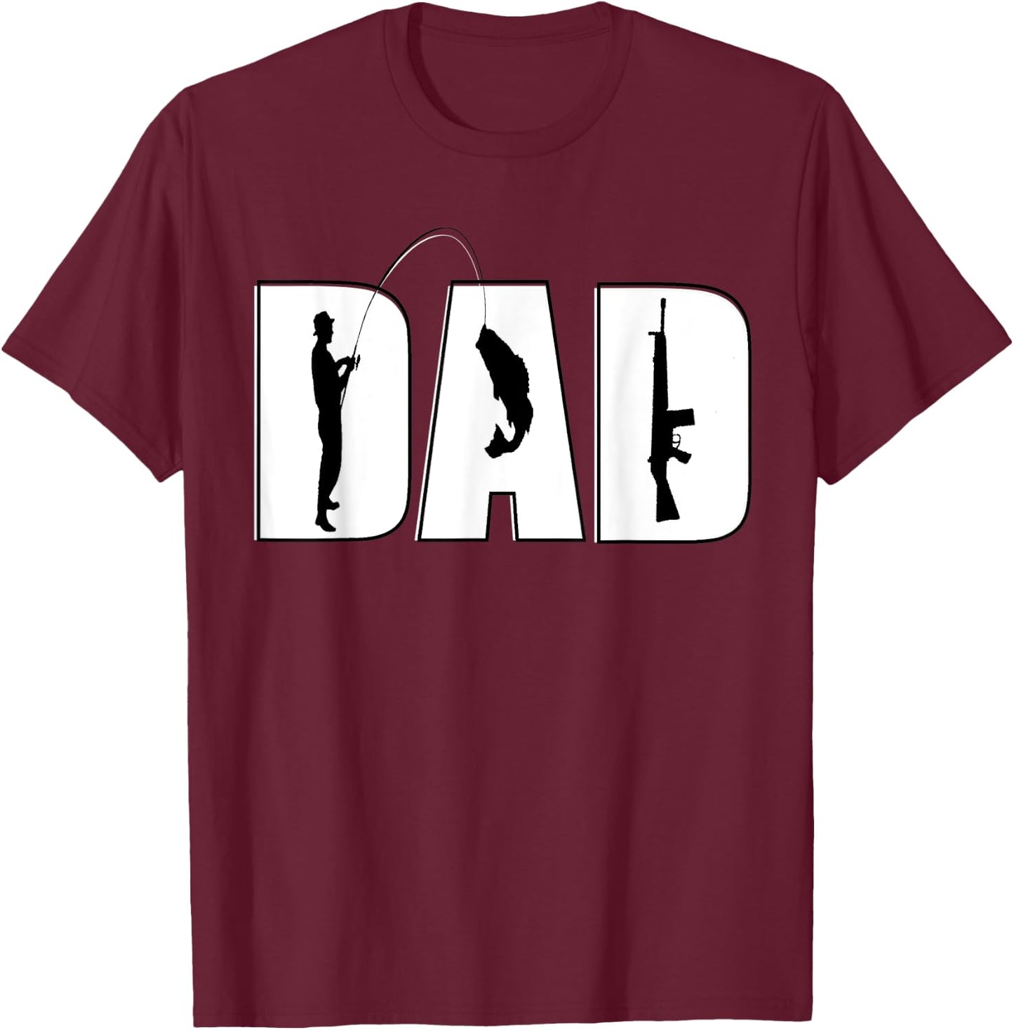 Vintage Dad Guns and Fishing Fathers Day Papa Uncle Retro T-Shirt - T-Shirt | Maroon