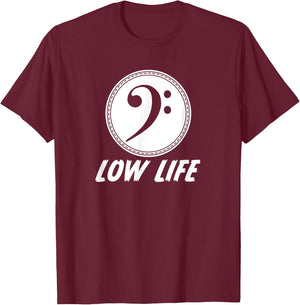 Cool Bass Clef Low Life Pun Music Performance Band T-Shirt - T-Shirt | Maroon
