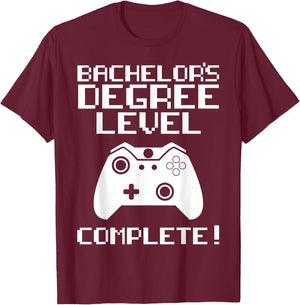 College Graduation Shirt - Bachelor's Degree Gamer Grad T-Shirt - T-Shirt | Maroon