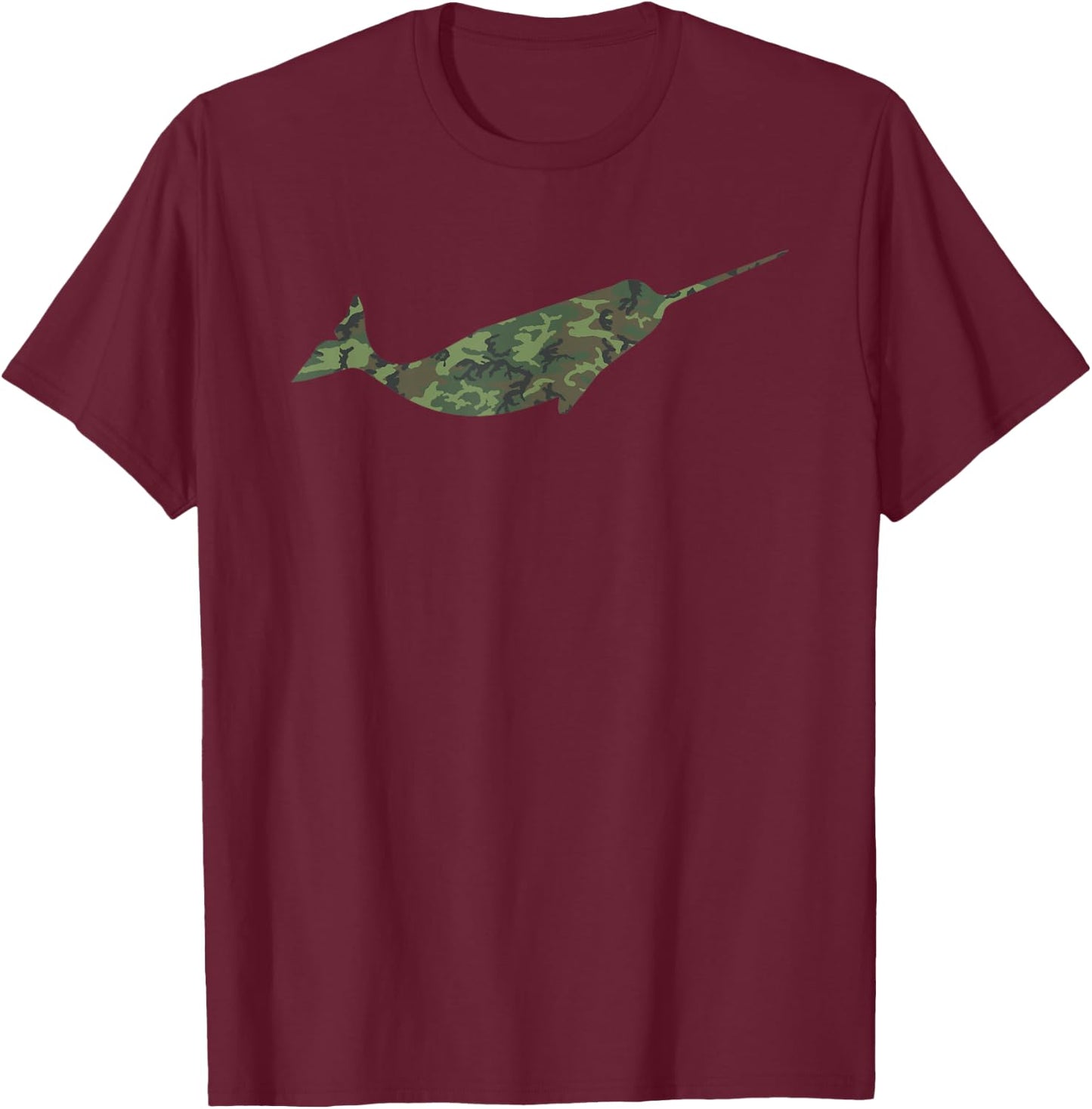 Military Narwhal Camo Print US Narwhale Veteran Men Gift T-Shirt - T-Shirt | Maroon