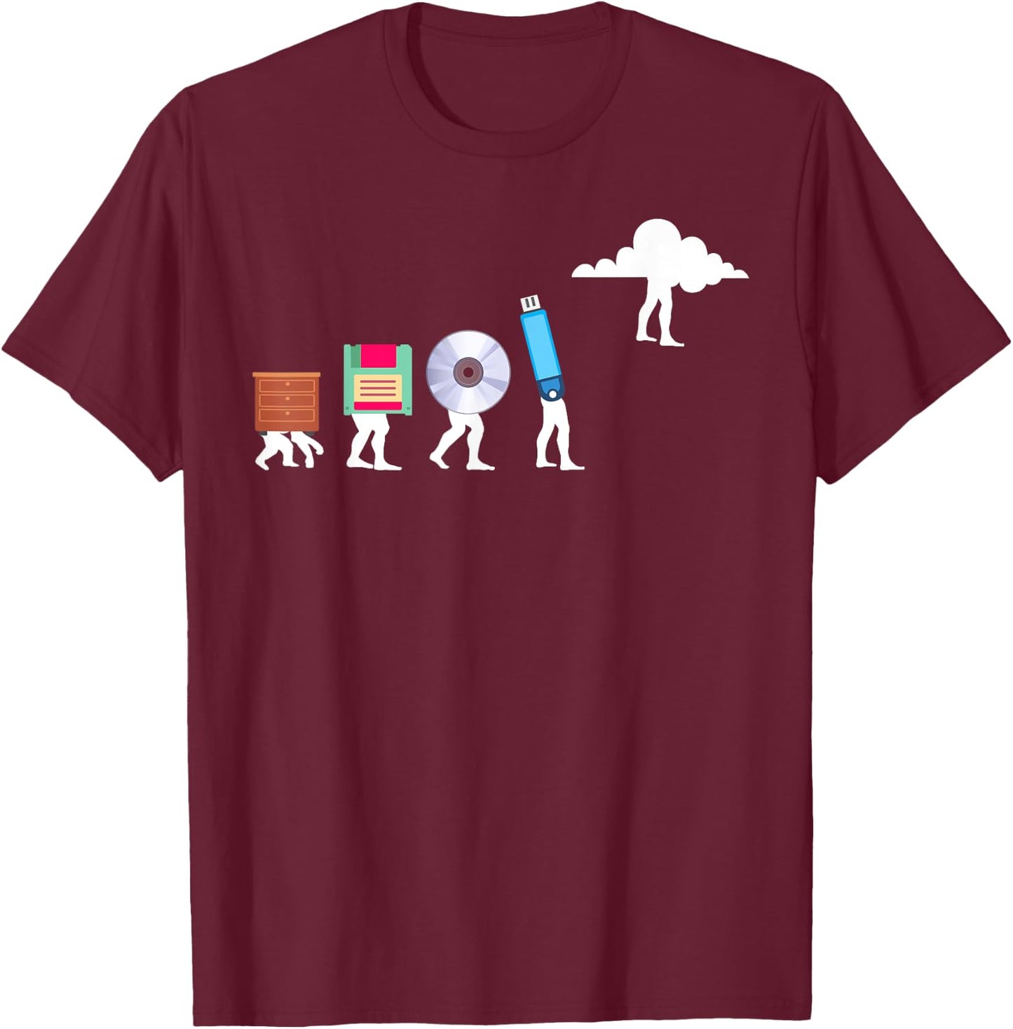 Funny Cloud Evolution Computer Science Programmer Nerd Gift T-Shirt - T-Shirt | Maroon