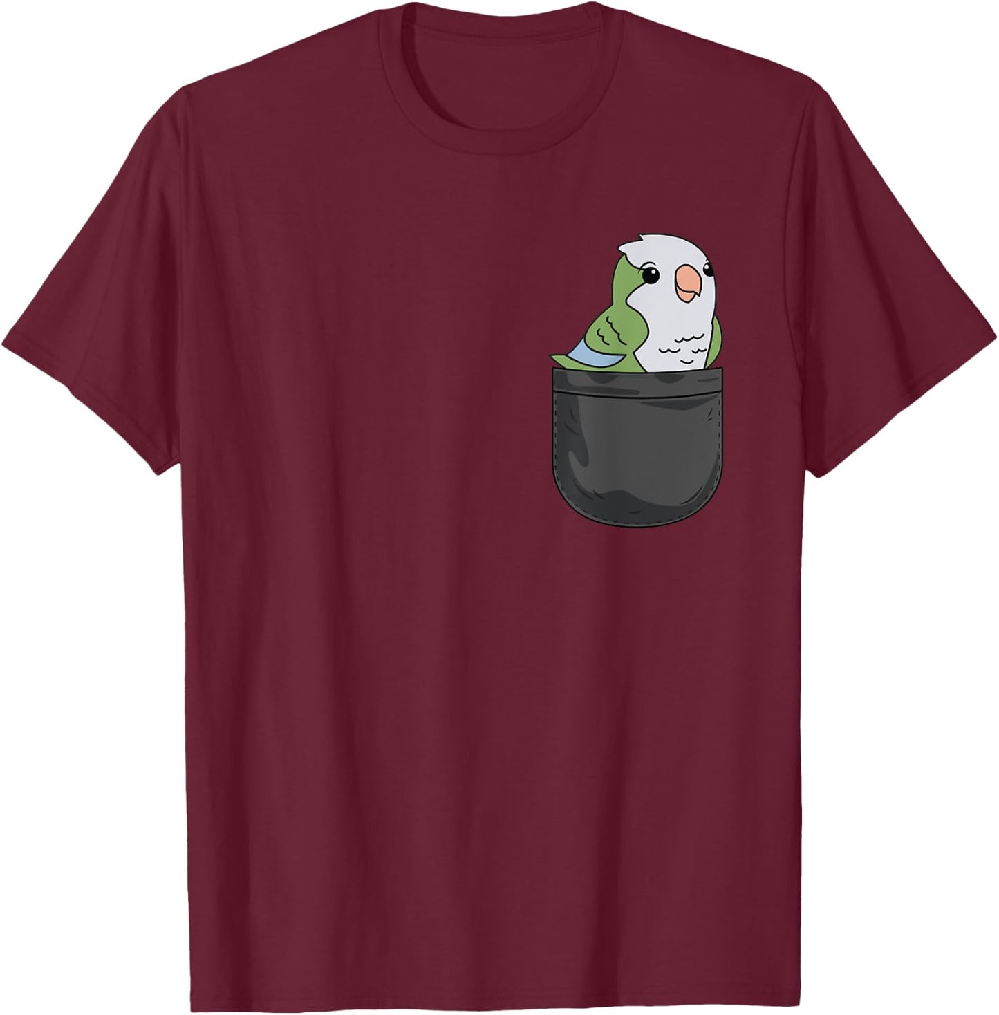 Quaker Parrot Monk parakeet In Pocket Funny Bird Lover Gift T-Shirt - T-Shirt | Maroon