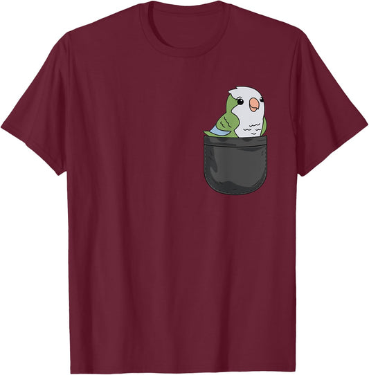 Quaker Parrot Monk parakeet In Pocket Funny Bird Lover Gift T-Shirt - T-Shirt | Maroon