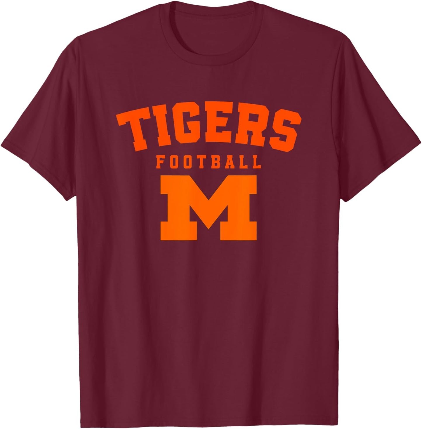 Massillon Tigers Logo Vertical Arch Football HS T-Shirt - T-Shirt | Maroon