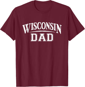 Wisconsin Dad Badger State Stylish Art For Proud Father's T-Shirt - T-Shirt | Maroon