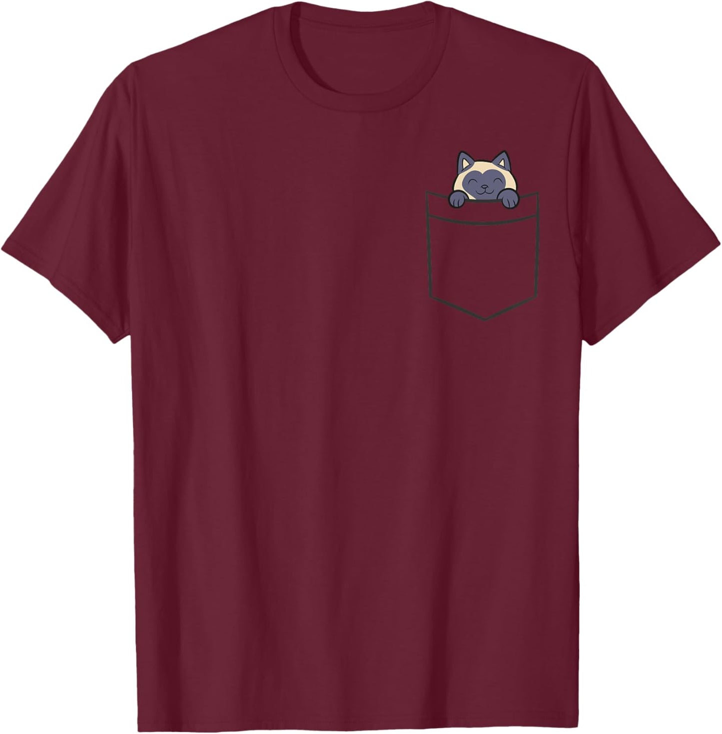 Siamese Cat In A Pocket Funny Pocket Siamese Cat T-Shirt - T-Shirt | Maroon