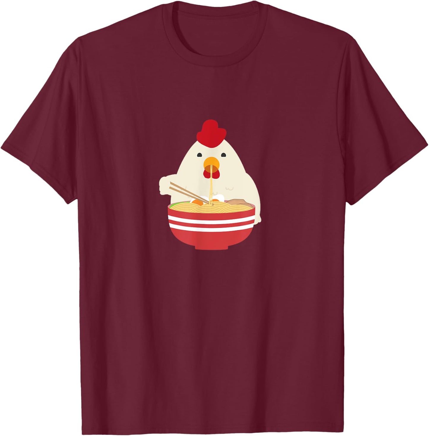 Ramen Chicken Noodle Soup Kawaii Anime T-Shirt - T-Shirt | Maroon