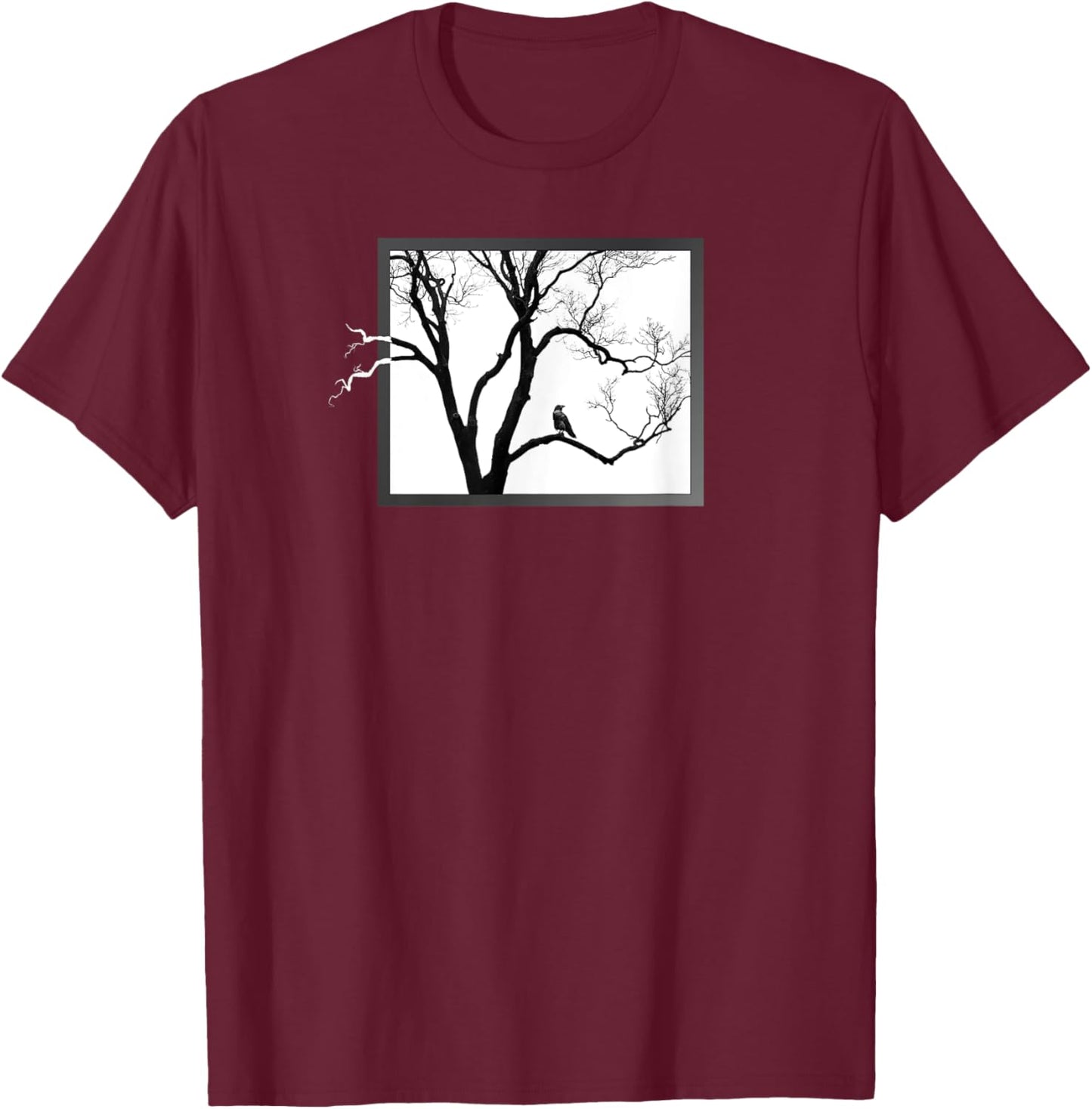 Crow in the Tree - Gift T-Shirt - T-Shirt | Maroon