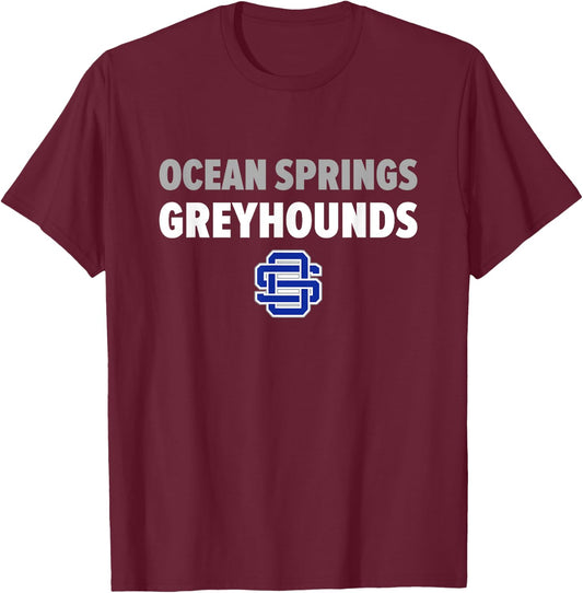 Ocean Springs Greyhounds Logo Bold HS T-Shirt - T-Shirt | Maroon