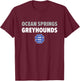 Ocean Springs Greyhounds Logo Bold HS T-Shirt - T-Shirt | Maroon