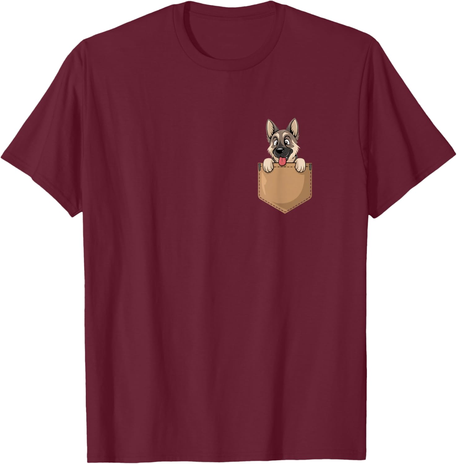 German Shepherd In Pocket Dog Owner Cute Puppy Lover T-Shirt - T-Shirt | Maroon