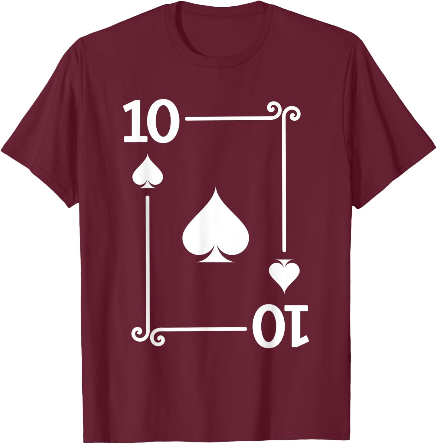 Playing Cards Costume - 10 Spades Card - Ten Card T-Shirt - T-Shirt | Maroon