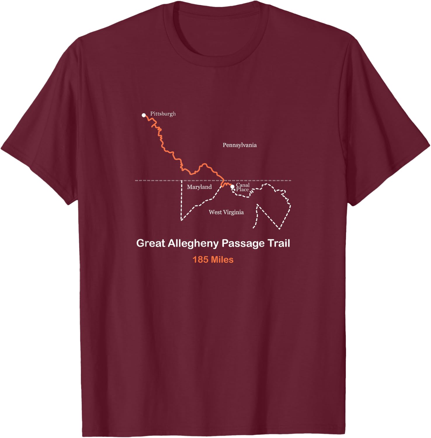 Route Map of the GAP Trail T-Shirt - T-Shirt | Maroon