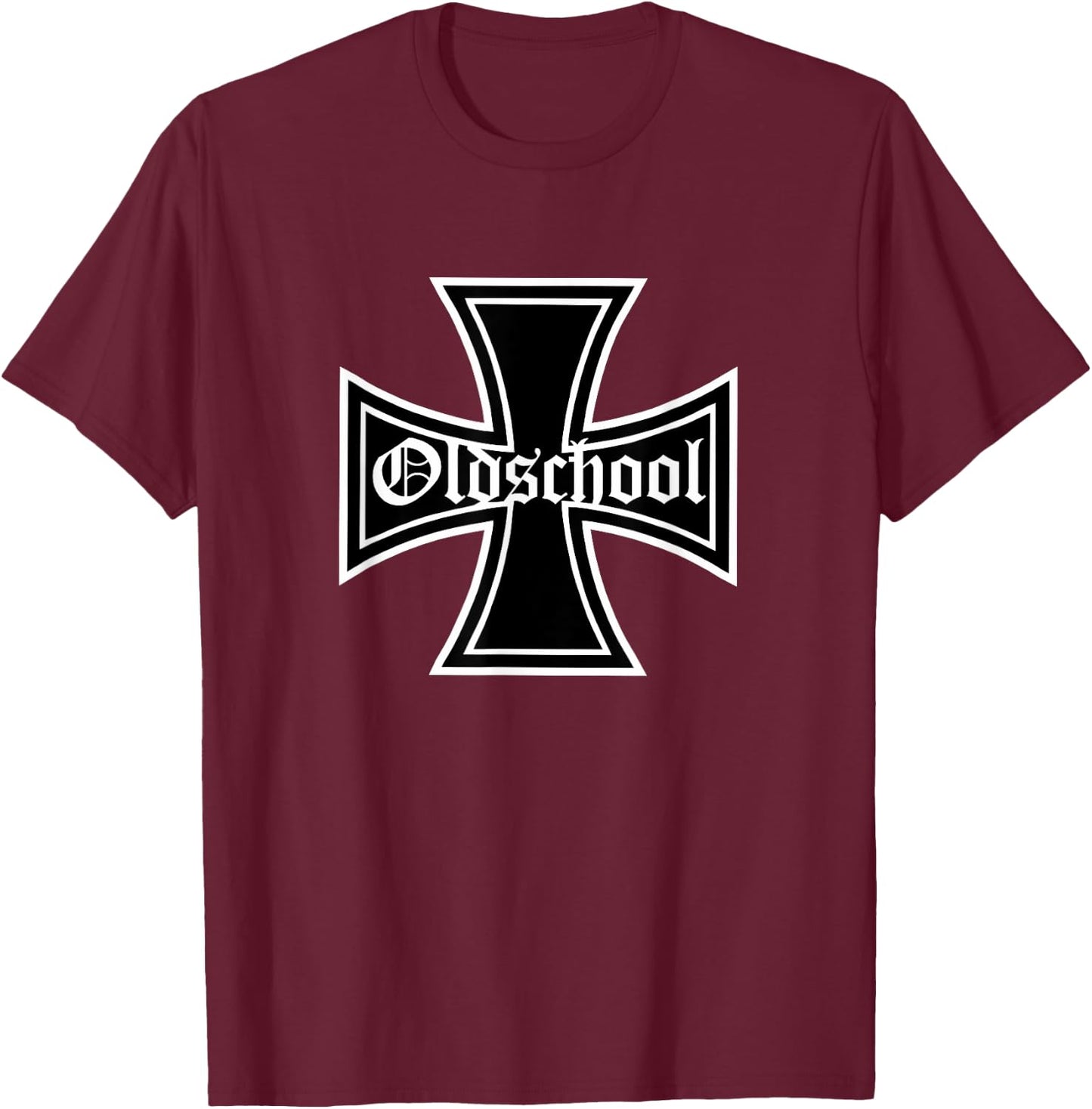 Iron Cross Oldschool Biker T-Shirt - T-Shirt | Maroon