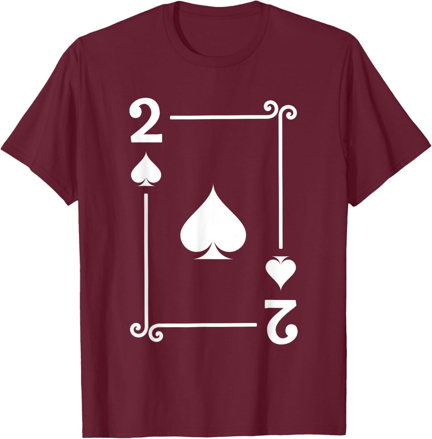 Playing Cards Costume - 2 Spades Card - Two Card T-Shirt - T-Shirt | Maroon