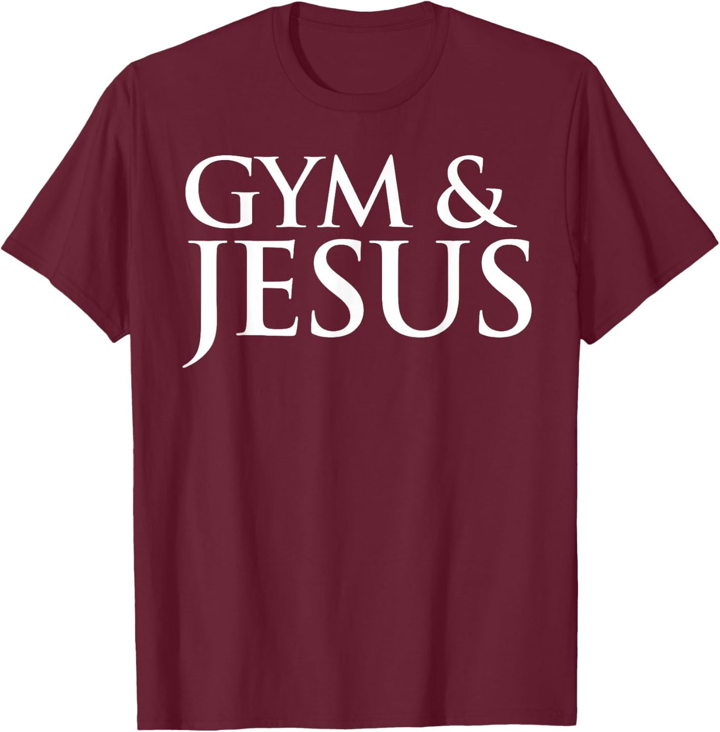 Distressed Gym & Jesus Funny Christian Workout Gift T-Shirt - T-Shirt | Maroon