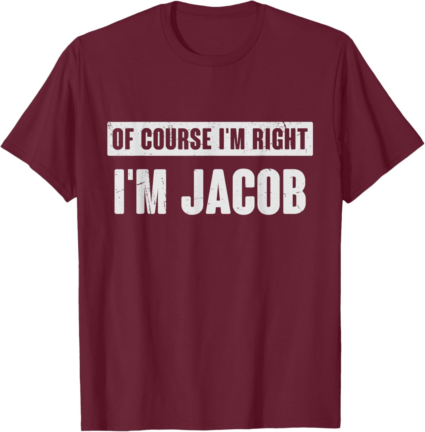 Christmas Birthday Gifts For Jacob - Funny Jacob Name Gift - Men's Black Small Retro Letter Print Short Sleeve T-Shirt - T-Shirt | Maroon