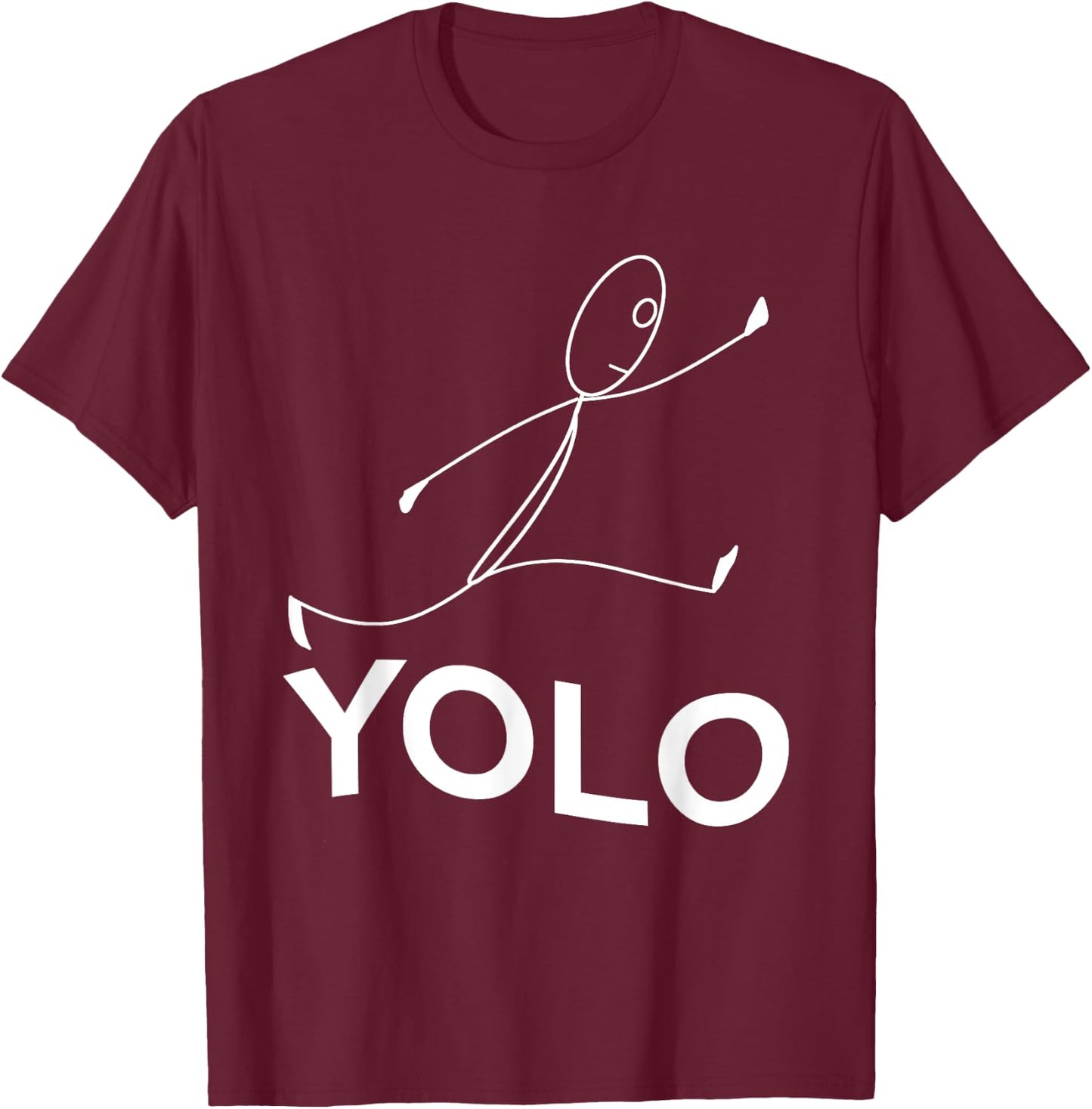 YOLO (Running Stickman) You Only Live Once T-Shirt - T-Shirt | Maroon