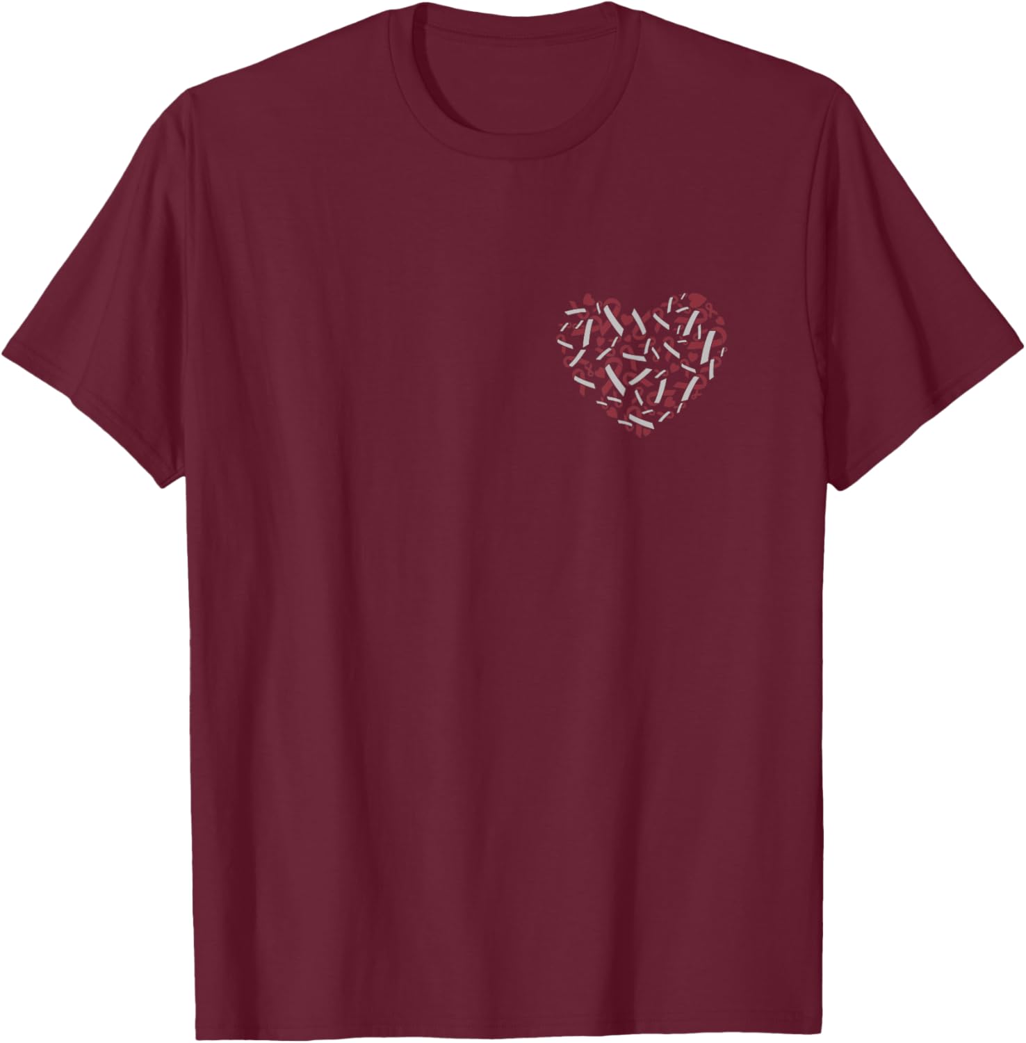 Head And Neck Cancer Awareness Burgundy Ivory Ribbon Design T-Shirt - T-Shirt | Maroon