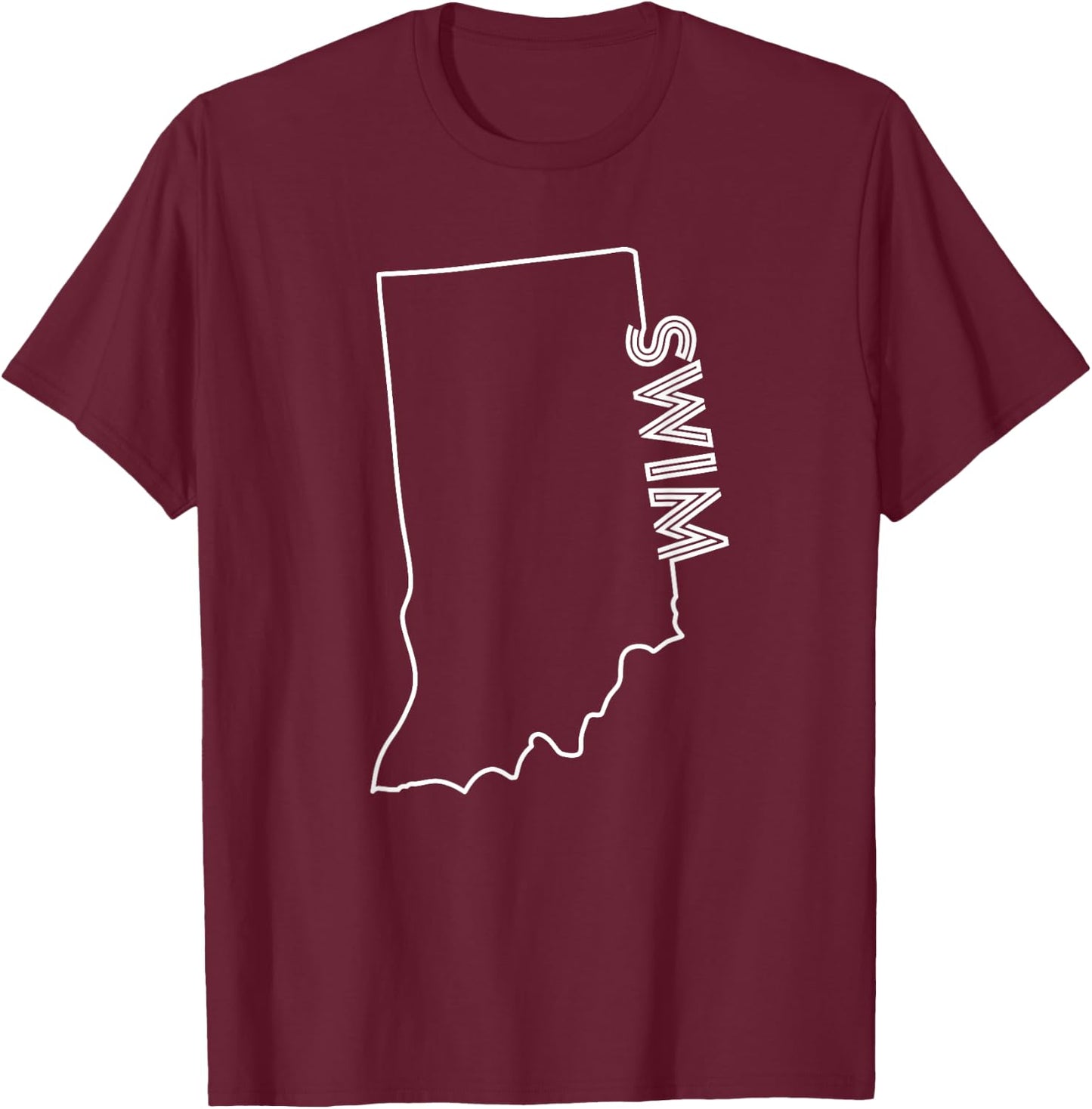 State of Indiana Outline with Swim Text ABN558b T-Shirt - T-Shirt | Maroon