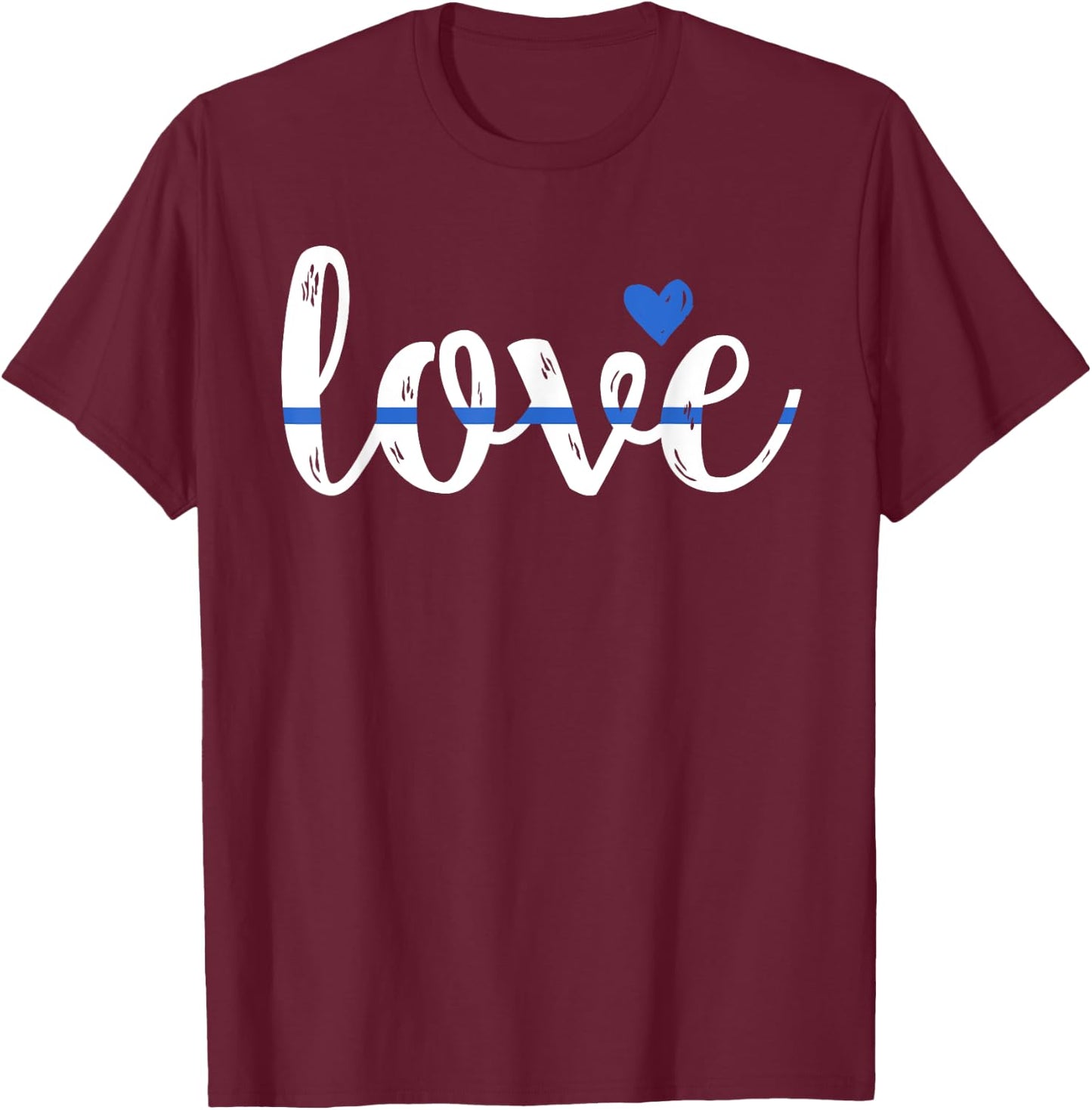 Cute Love Design - Police Wife or Girlfriend T-Shirt - T-Shirt | Maroon