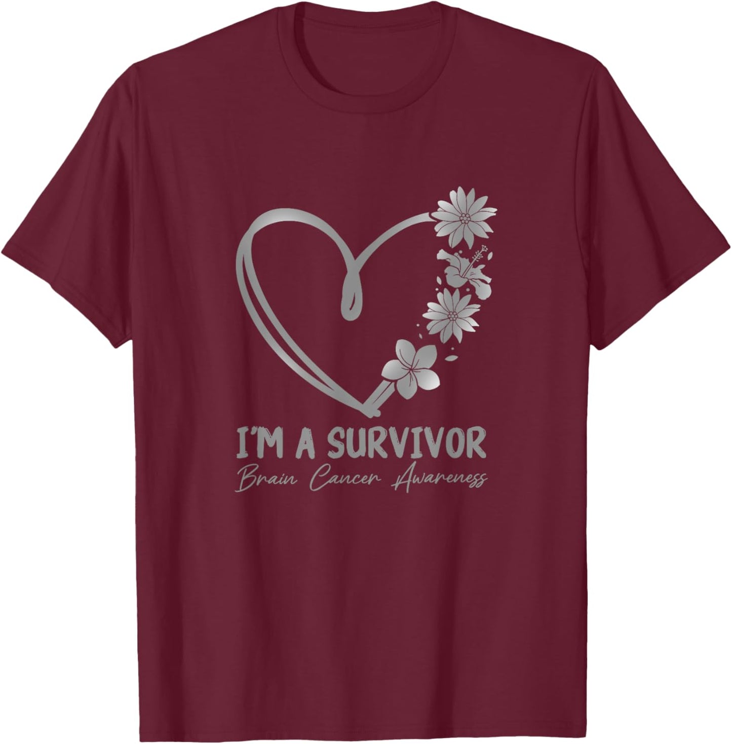 I'm a Survivor. Brain Cancer Awareness T-Shirt - T-Shirt | Maroon