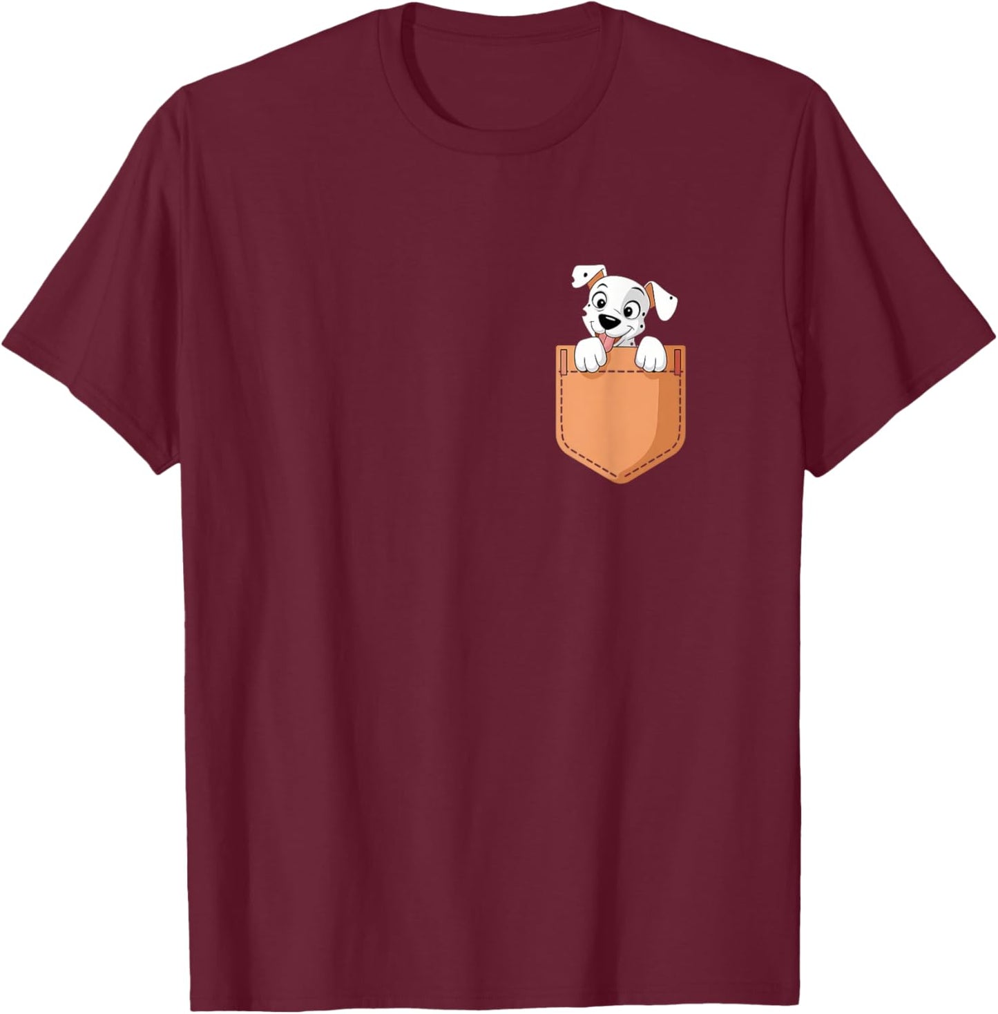 Dalmatians In Pocket Dog Owner Cute Puppy Lover T-Shirt - T-Shirt | Maroon