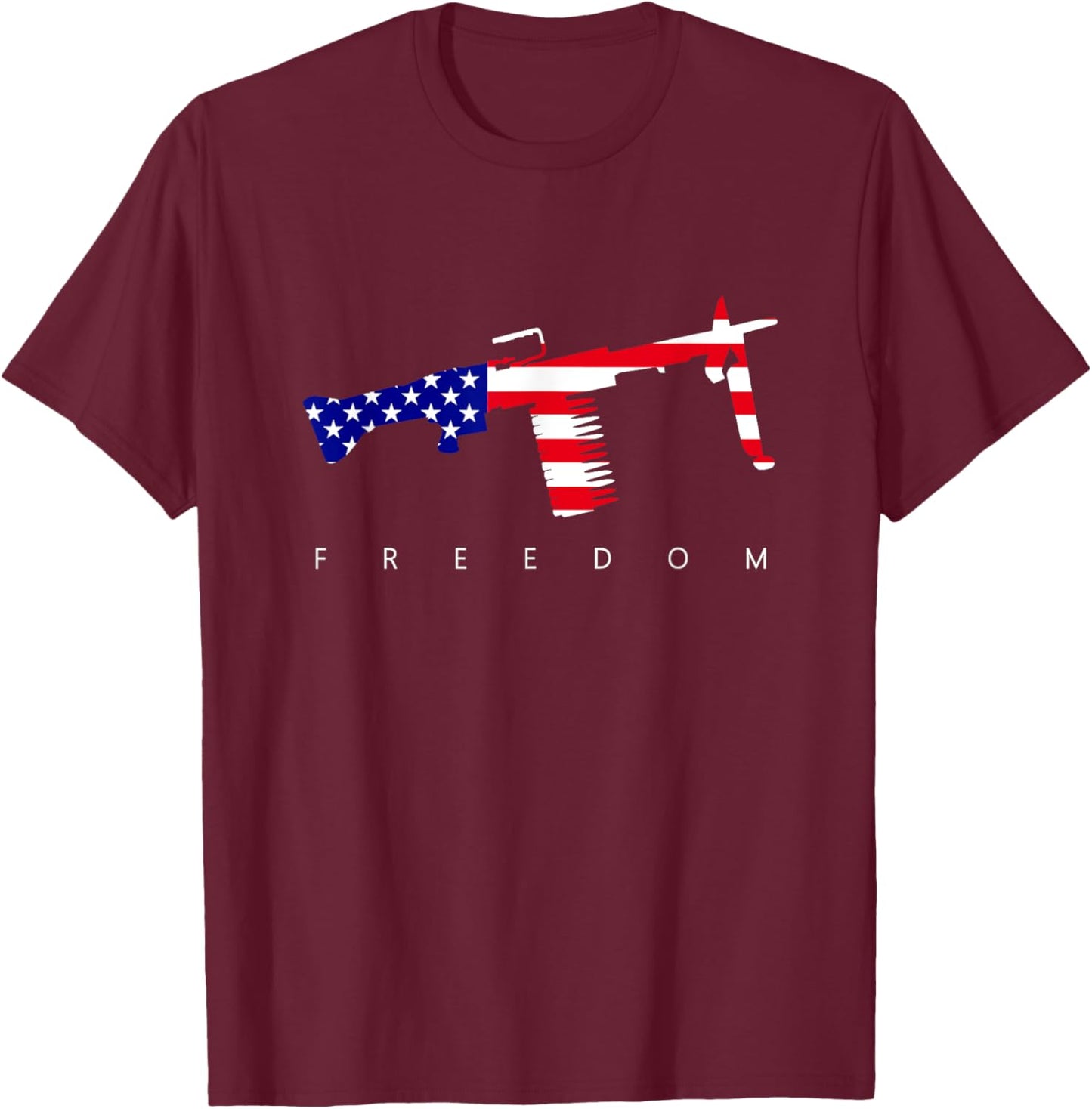 M249 Saw Gunner American Flag gift Responsible Gun Owners T-Shirt - T-Shirt | Maroon