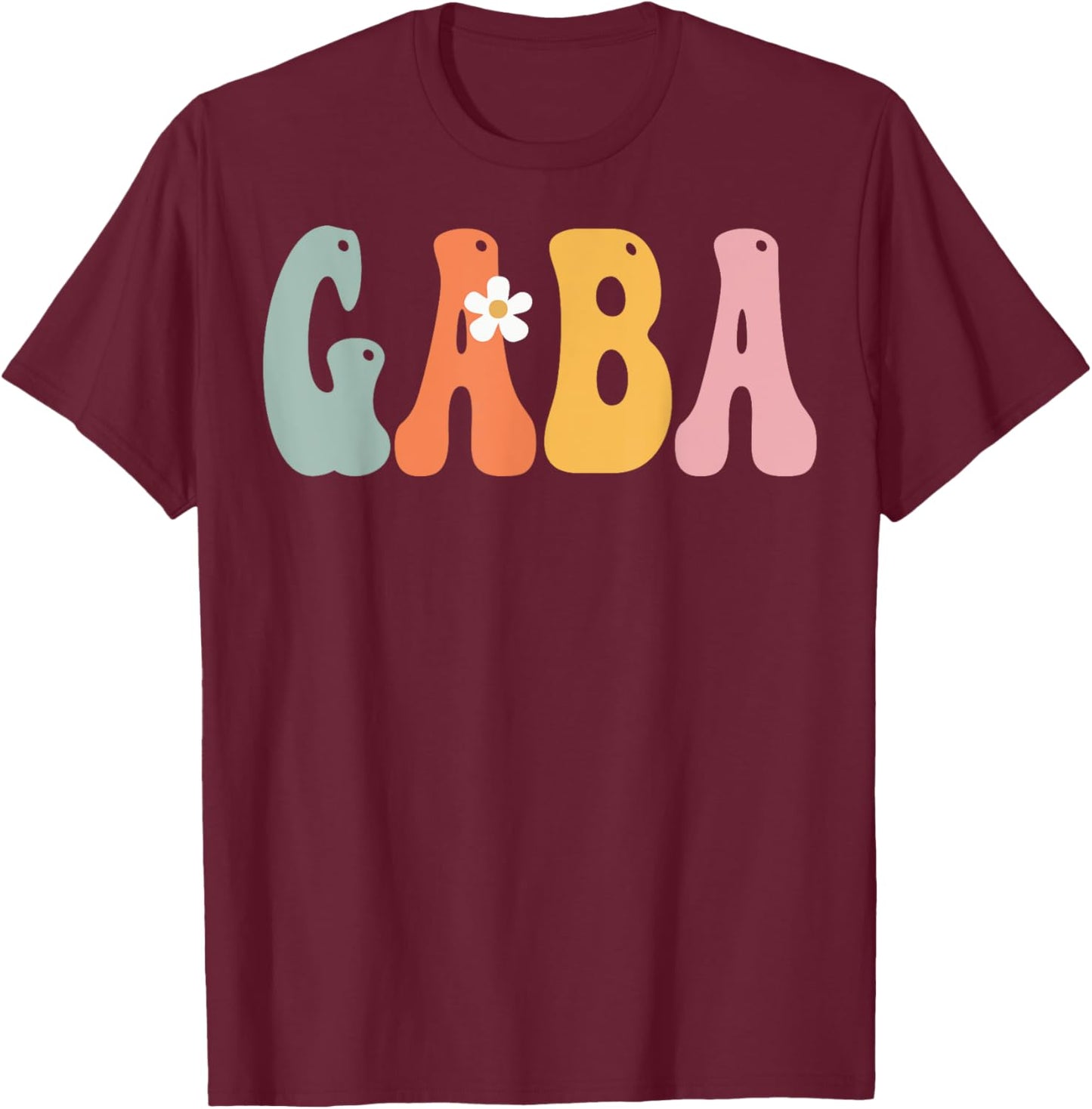GABA Retro Groovy Print Mom Cute Mother's Day Funny Grandma T-Shirt - T-Shirt | Maroon