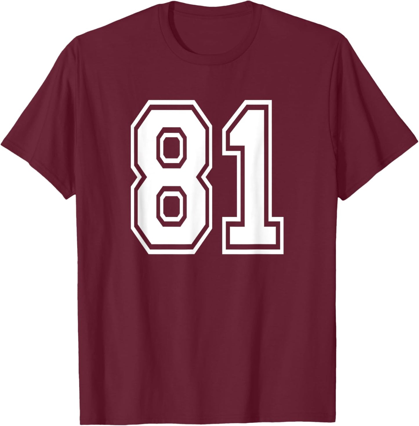 Number 81 81st Birthday Gift Player Team Numbered Jersey T-Shirt - T-Shirt | Maroon