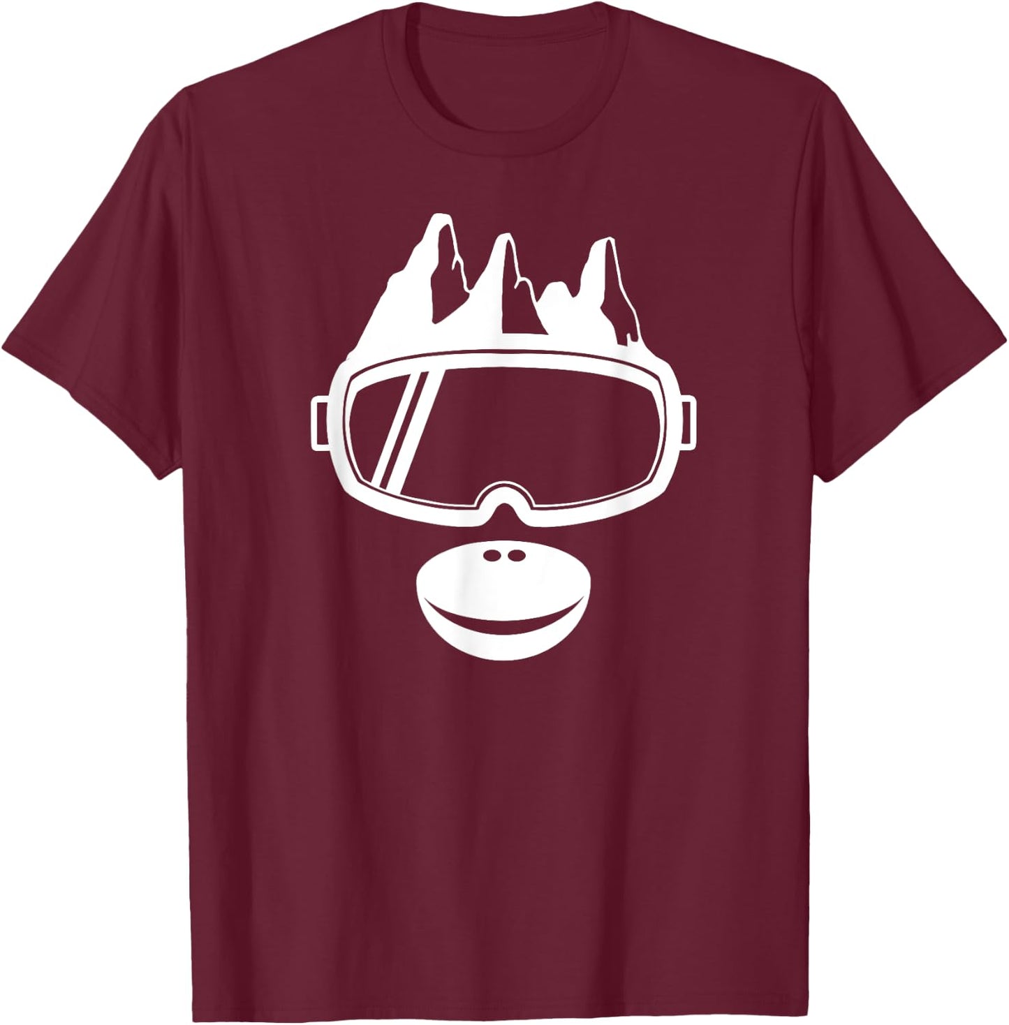 Ski Goggles Mountains Ape Monkey Face - Apres Ski Skier Gift T-Shirt - T-Shirt | Maroon