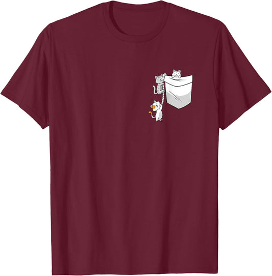 Cat In Pocket Kitten Lover Cute Kitty Feline Pet Owner Women Kids T-Shirt - T-Shirt | Maroon
