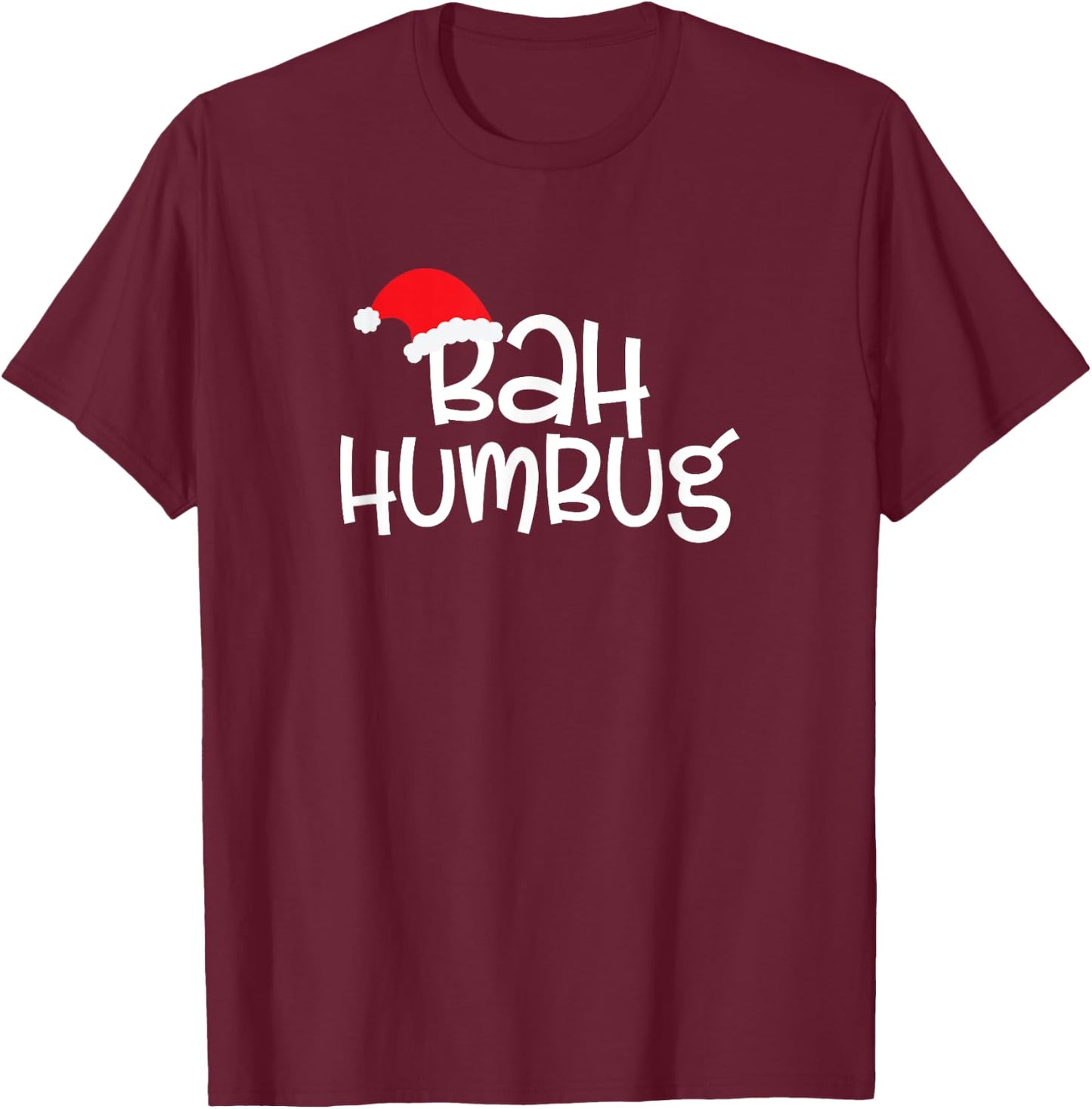 Bah Humbug Christmas Scrooge Black T-Shirt - T-Shirt | Maroon