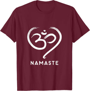 Aum Symbol Heart Namaste Om T-Shirt - T-Shirt | Maroon