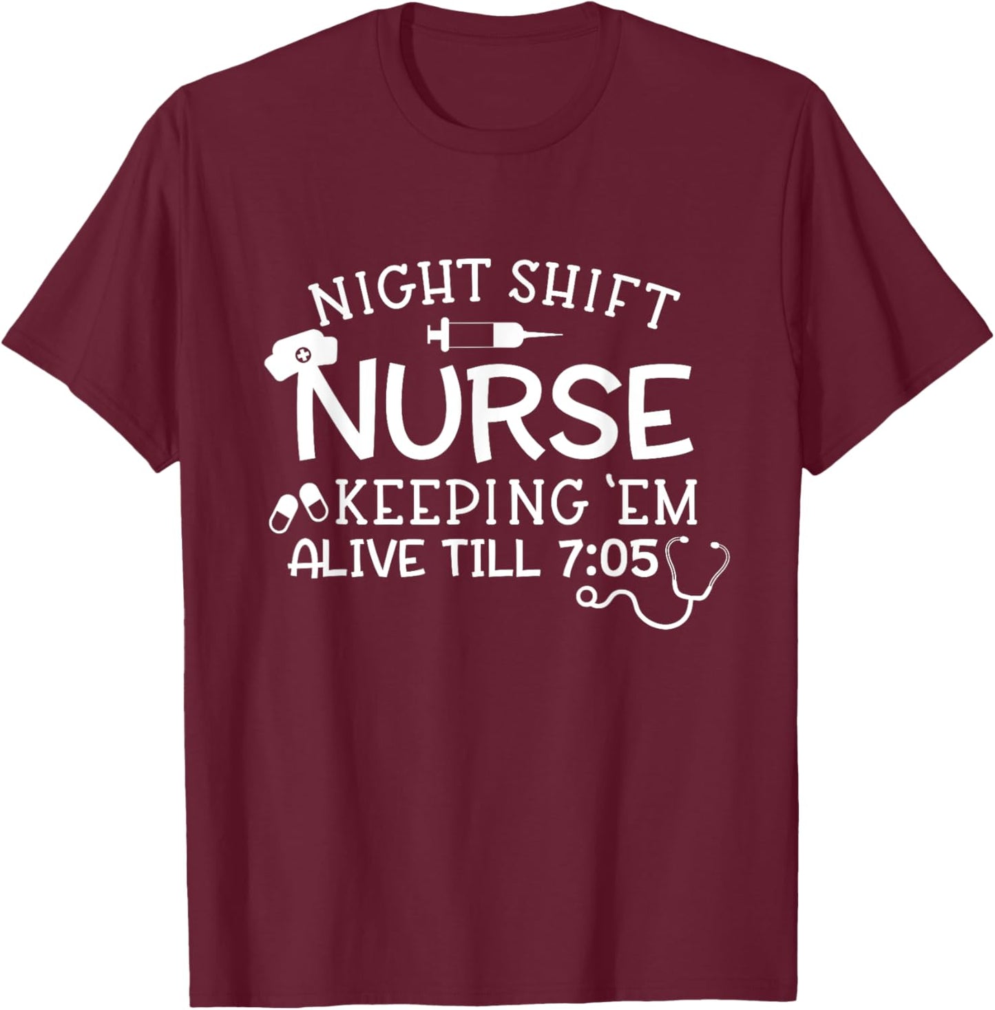 Funny Nightshift Nurse Straight Outta Night Shift Sleeping T-Shirt - T-Shirt | Maroon