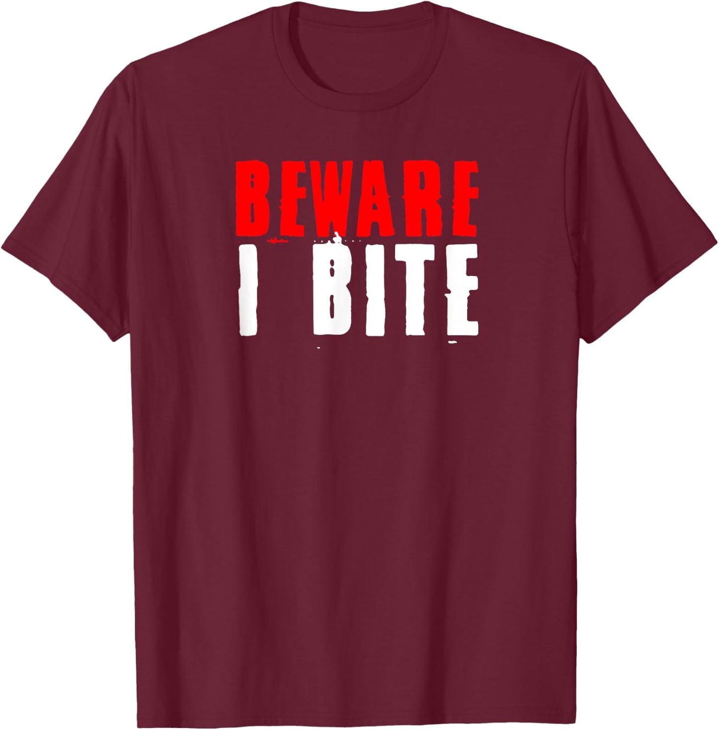 Vampire Warning I Bite Dracula Fan Halloween Costume Party T-Shirt - T-Shirt | Maroon