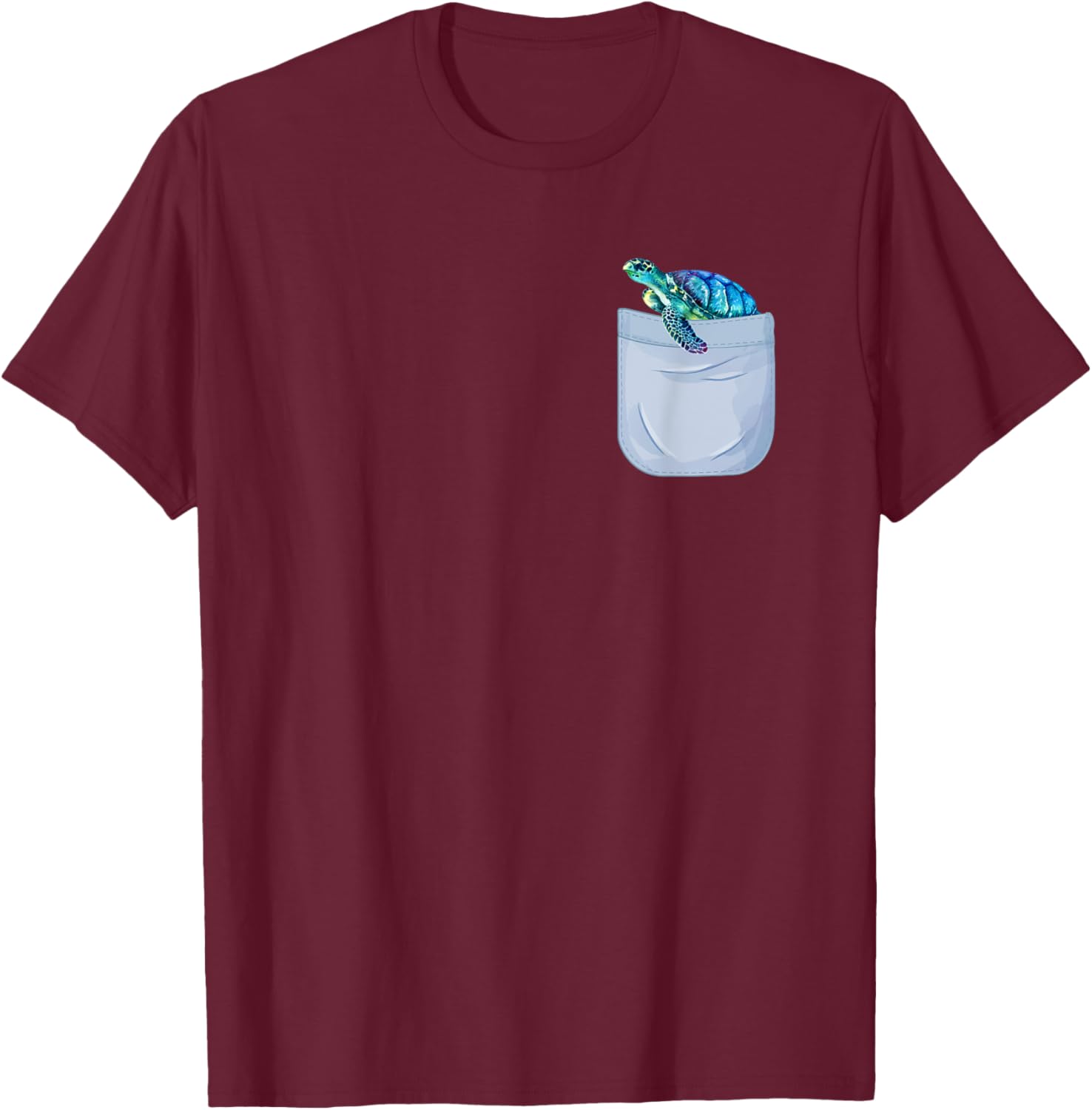 Turtles in pocket Gift Watercolor Sea Ocean Pet Turtles T-Shirt - T-Shirt | Maroon