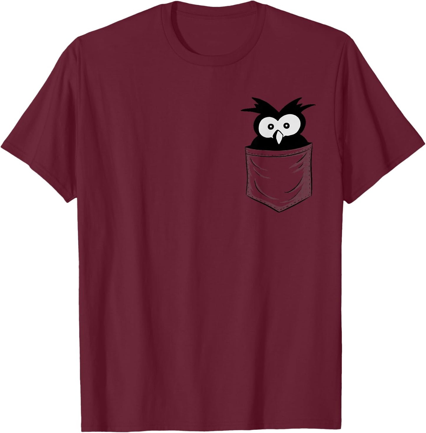 Cute Staring Big Eyes Owl in Your Pocket Owl-Lovers T-Shirt - T-Shirt | Maroon