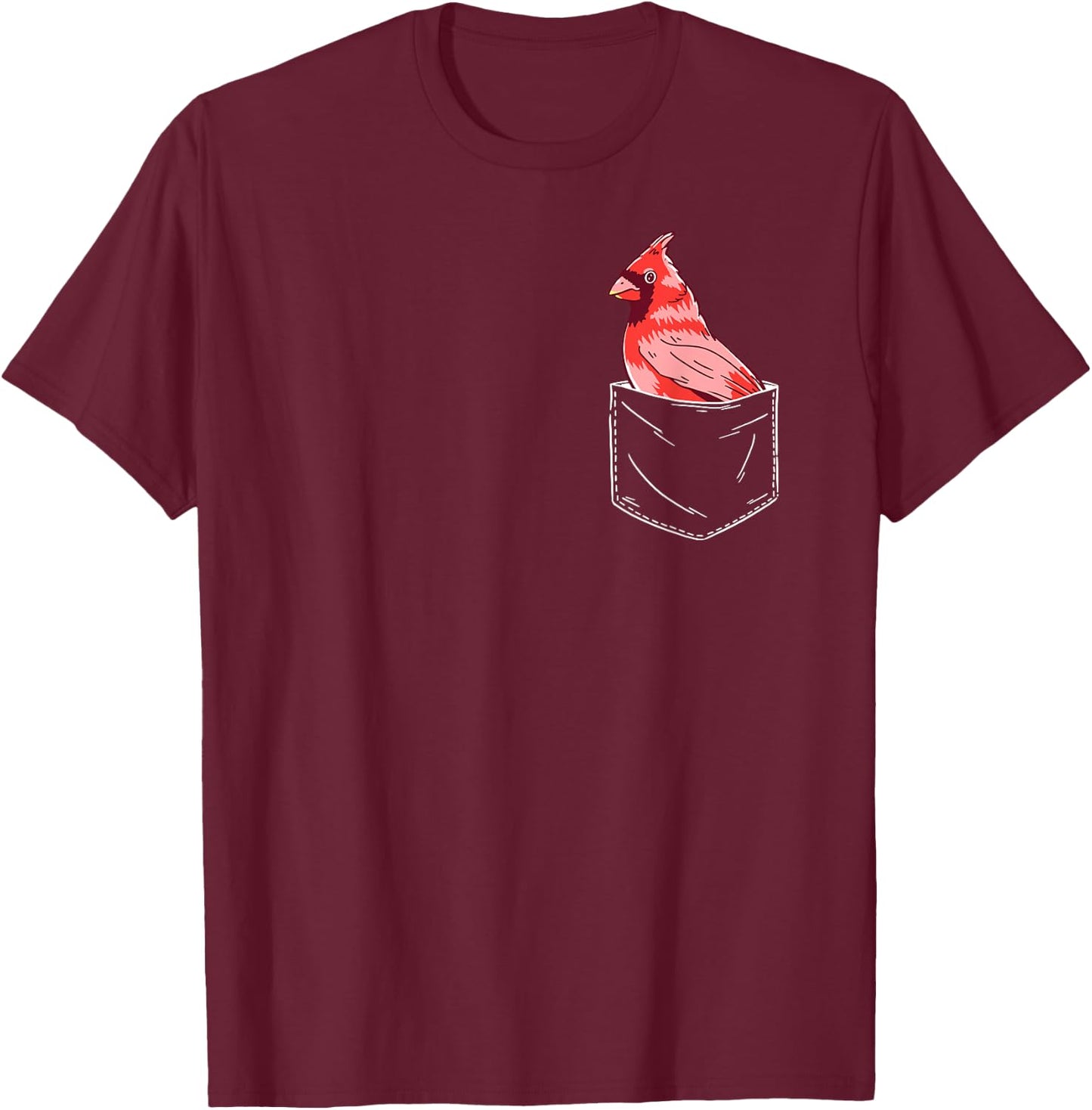 Cardinal Bird Red Cardinal Pocket T-Shirt - T-Shirt | Maroon