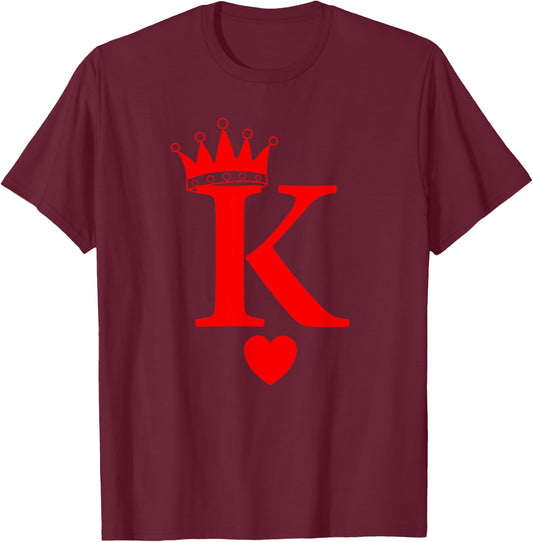 King of Hearts, Queen of Hearts Playing Cards, Deck of Cards T-Shirt - T-Shirt | Maroon