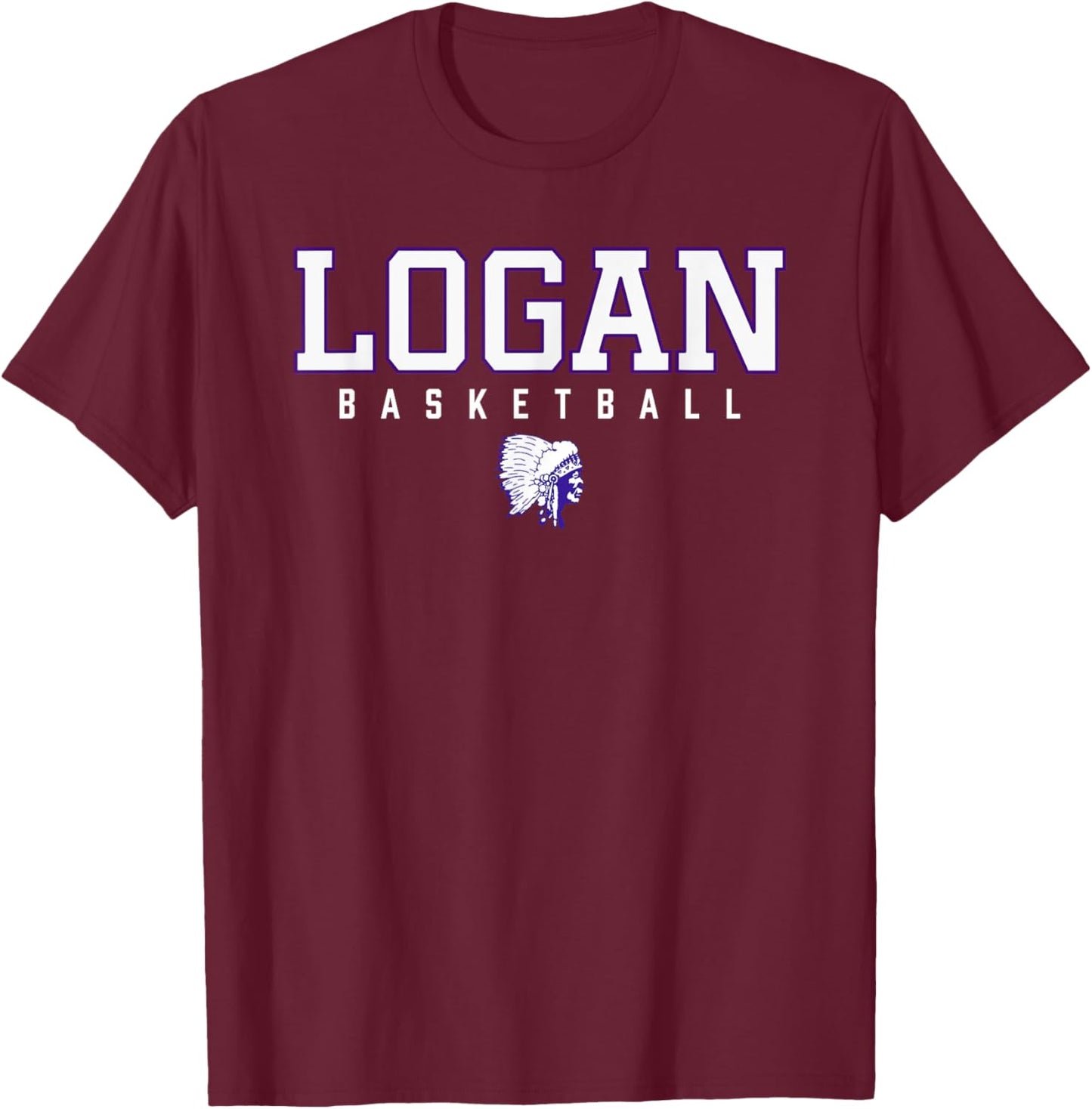 Logan Chieftains Logo Basketball HS T-Shirt - T-Shirt | Maroon