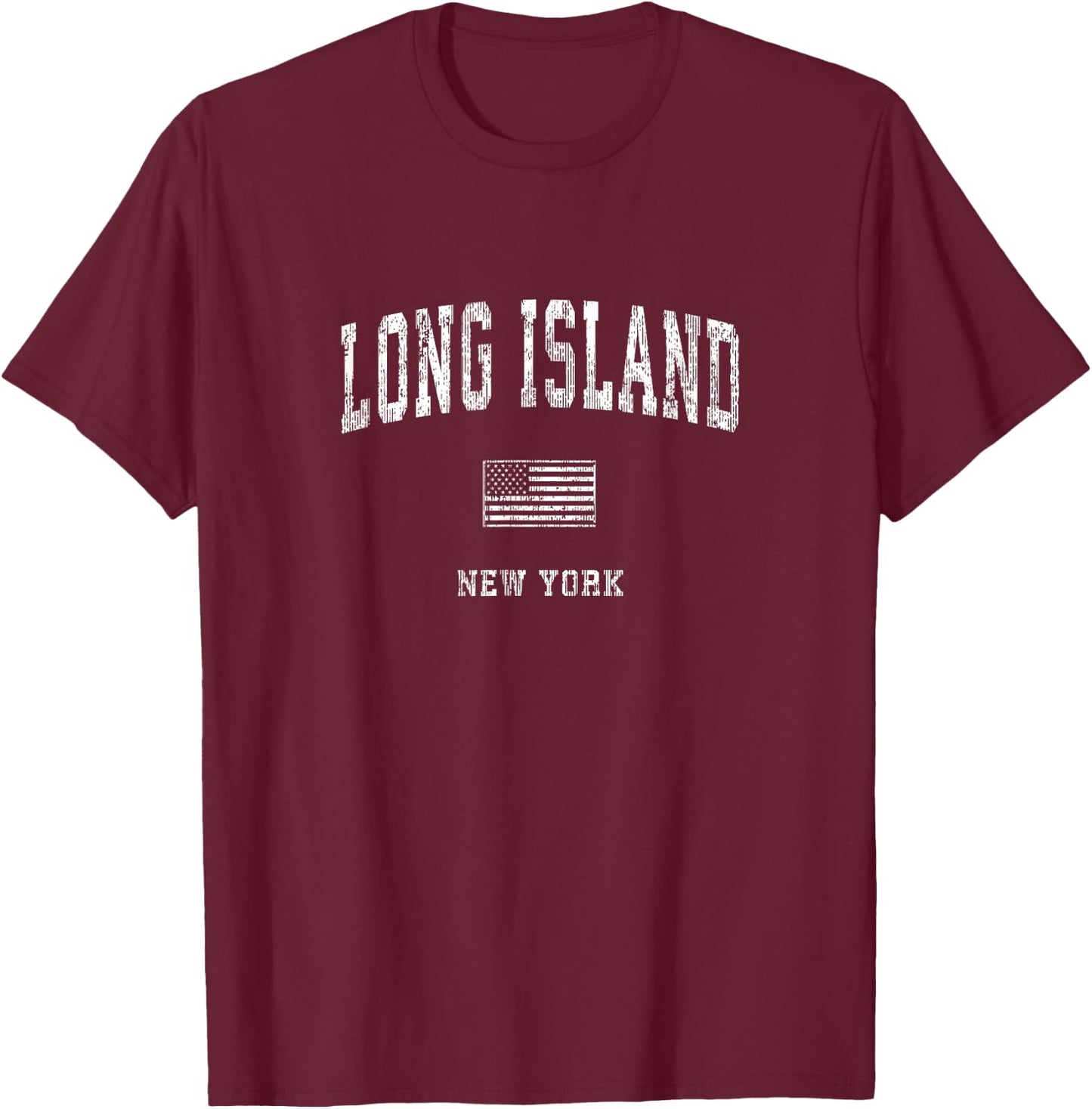 Long Island New York NY Vintage American Flag Kids Men T-Shirt - T-Shirt | Maroon